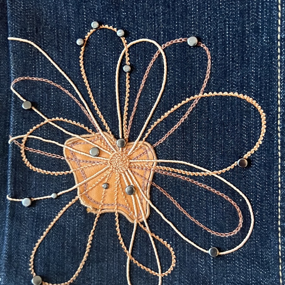 Vintage Dana Buchman Leather embellished denim - Picture 4 of 7